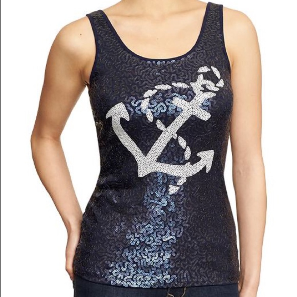 Old Navy sequined tank top with nautical anchor
